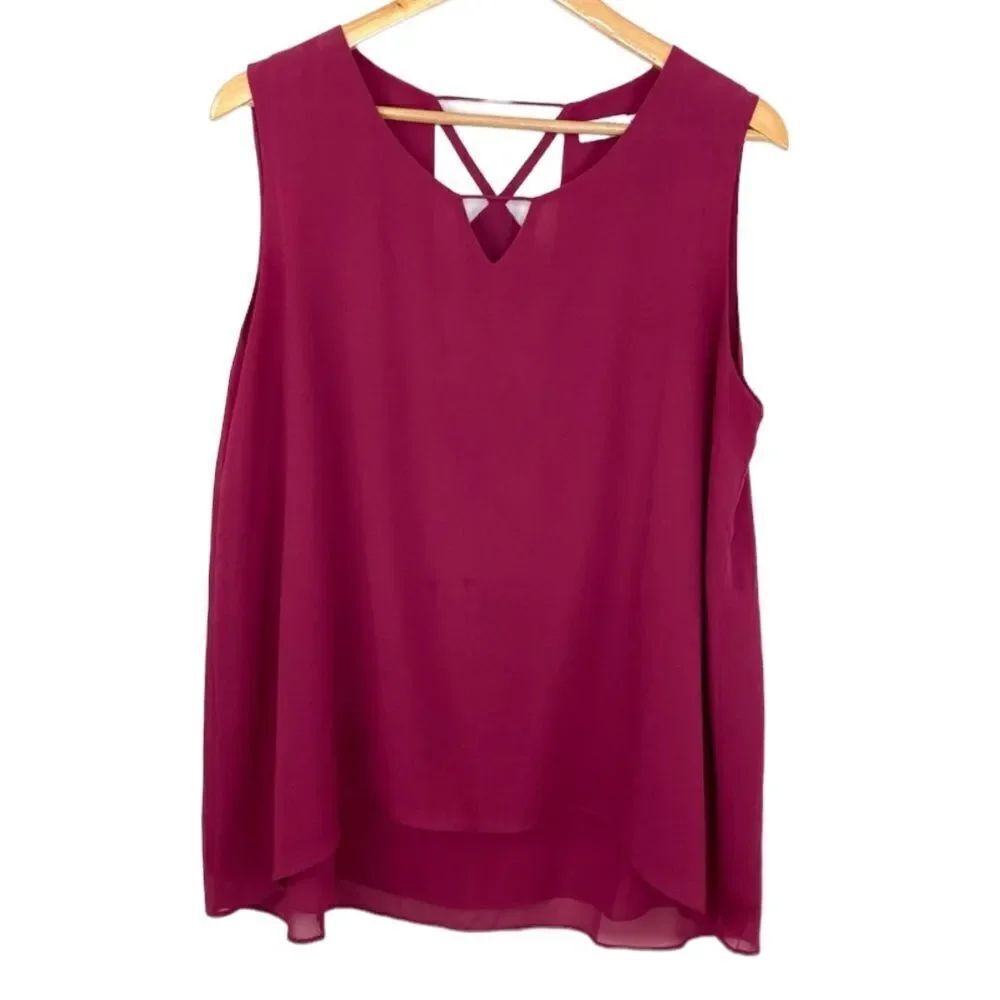 Tobi magenta strappy hi low tunic top size medium